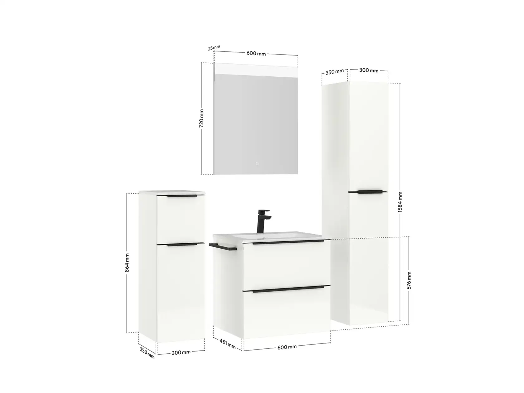 Keo Servantskap med overflatespeil og tilleggs-møbler 4