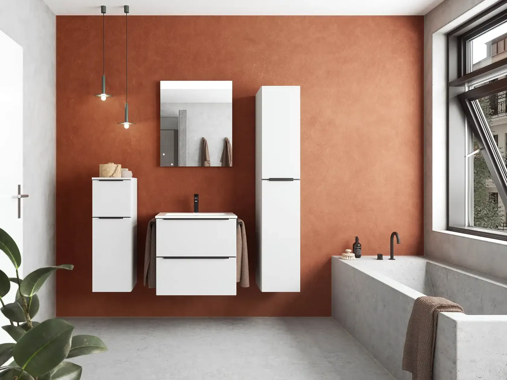 Keo Servantskap med overflatespeil og tilleggs-møbler 0