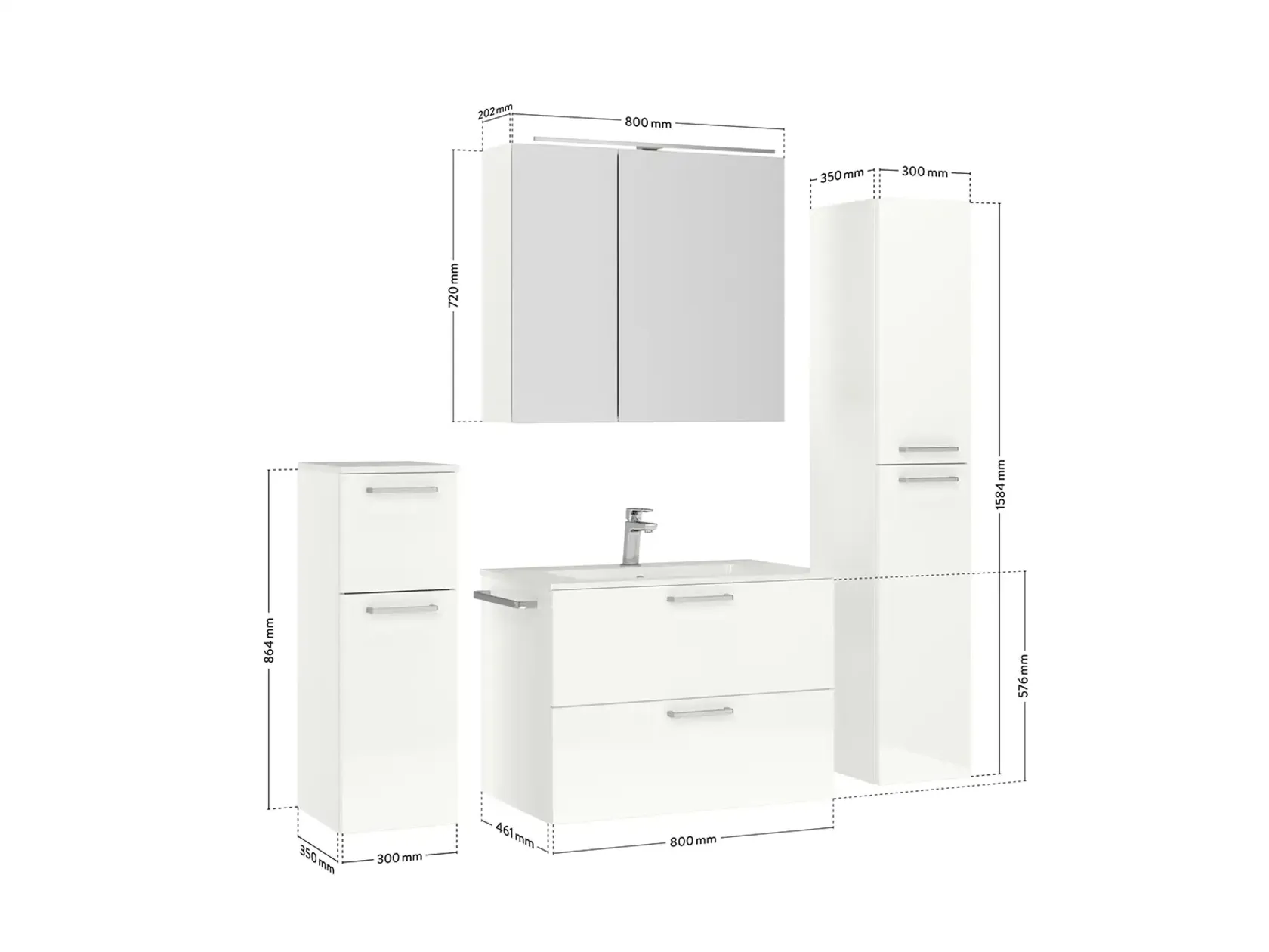 Keo Servantskap med overflatespeil og tilleggs-møbler 4