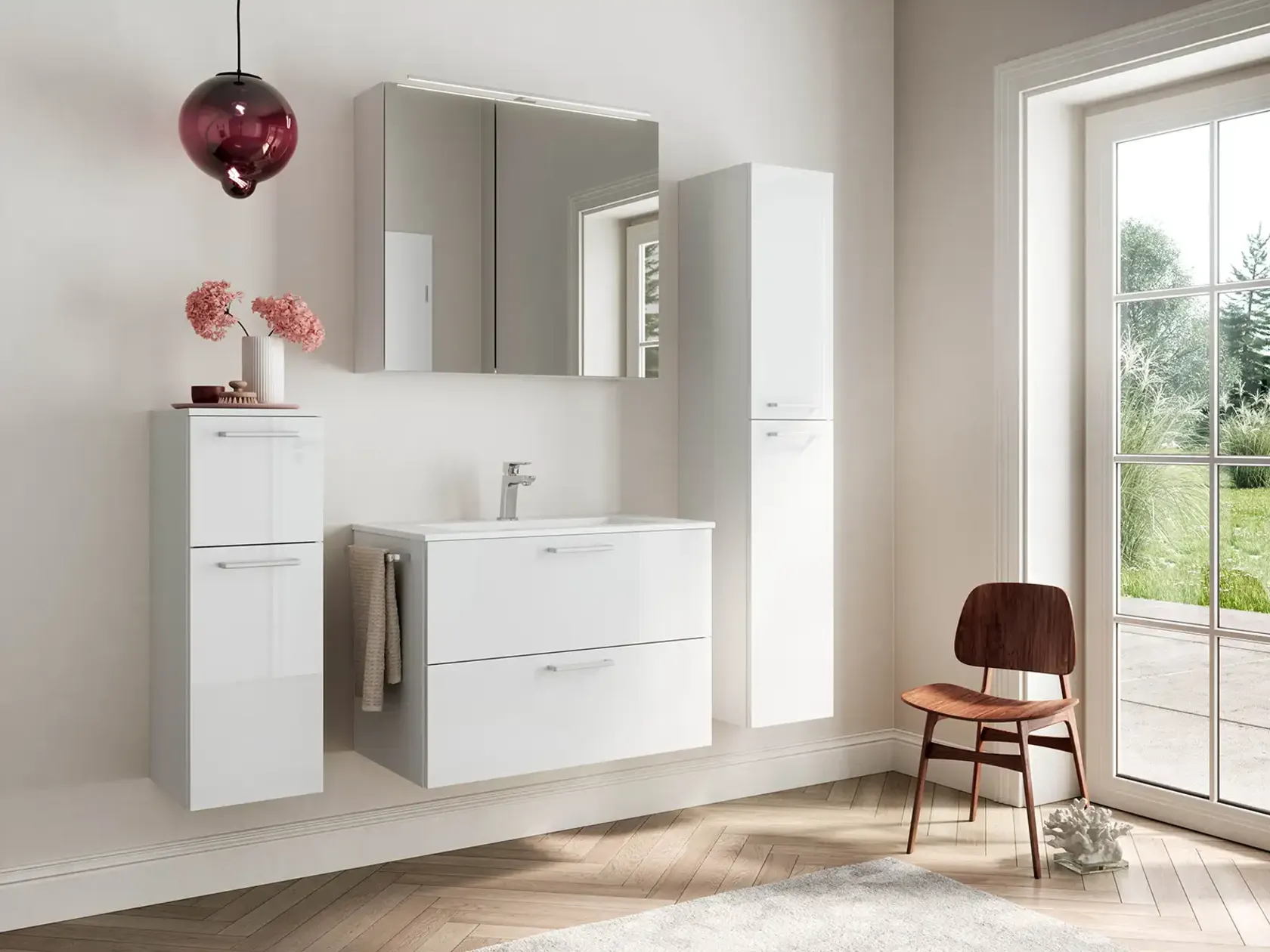 Keo Servantskap med overflatespeil og tilleggs-møbler 0