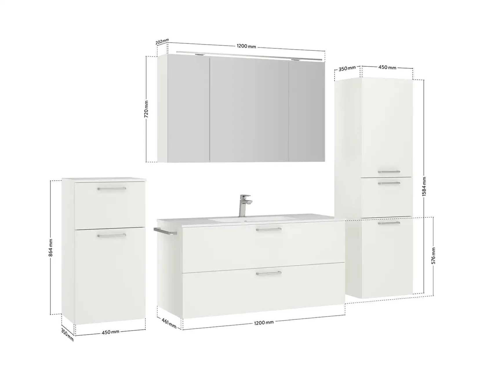 Keo Servantskap med overflatespeil og tilleggs-møbler 4