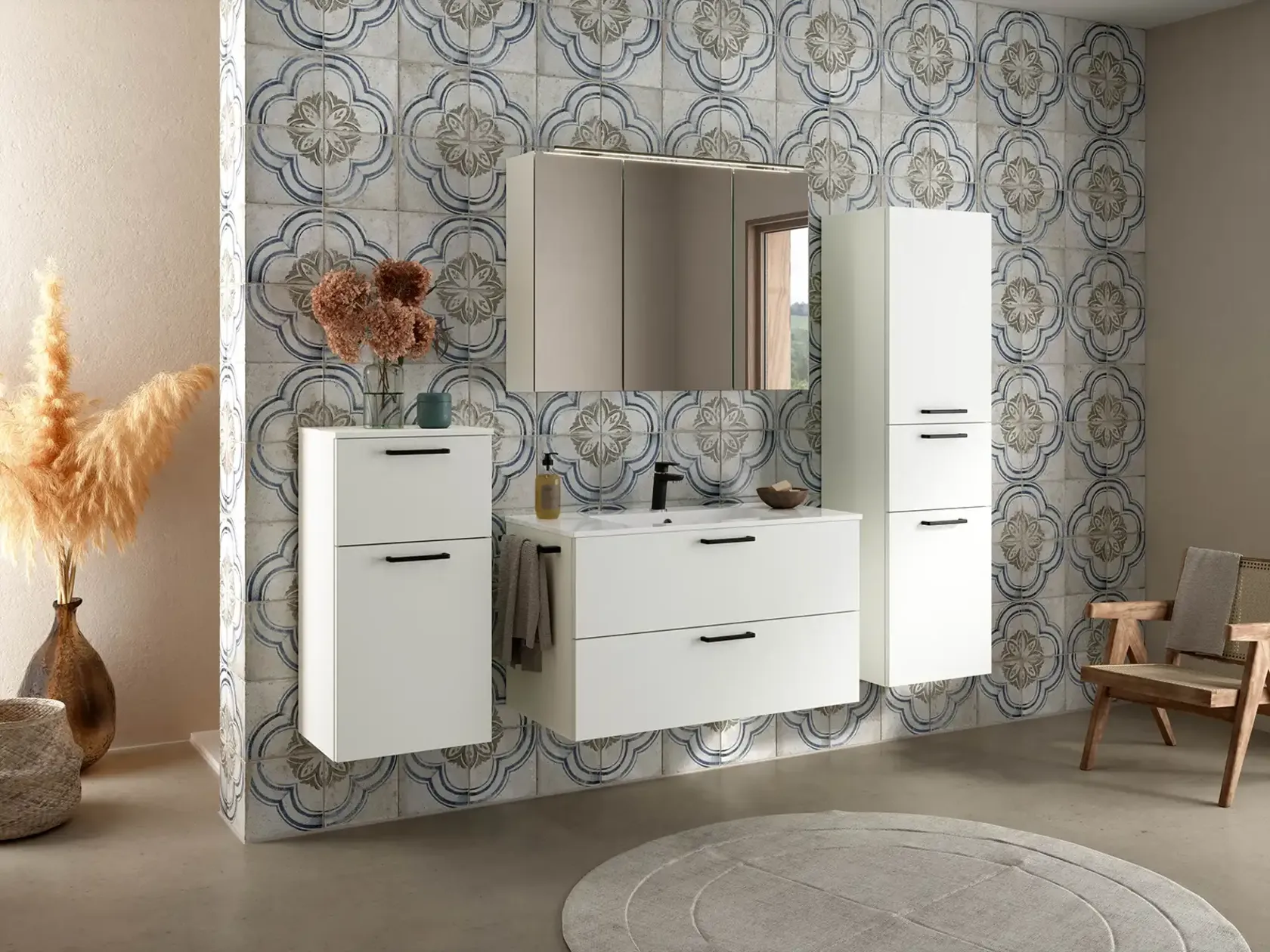 Keo Servantskap med overflatespeil og tilleggs-møbler 0