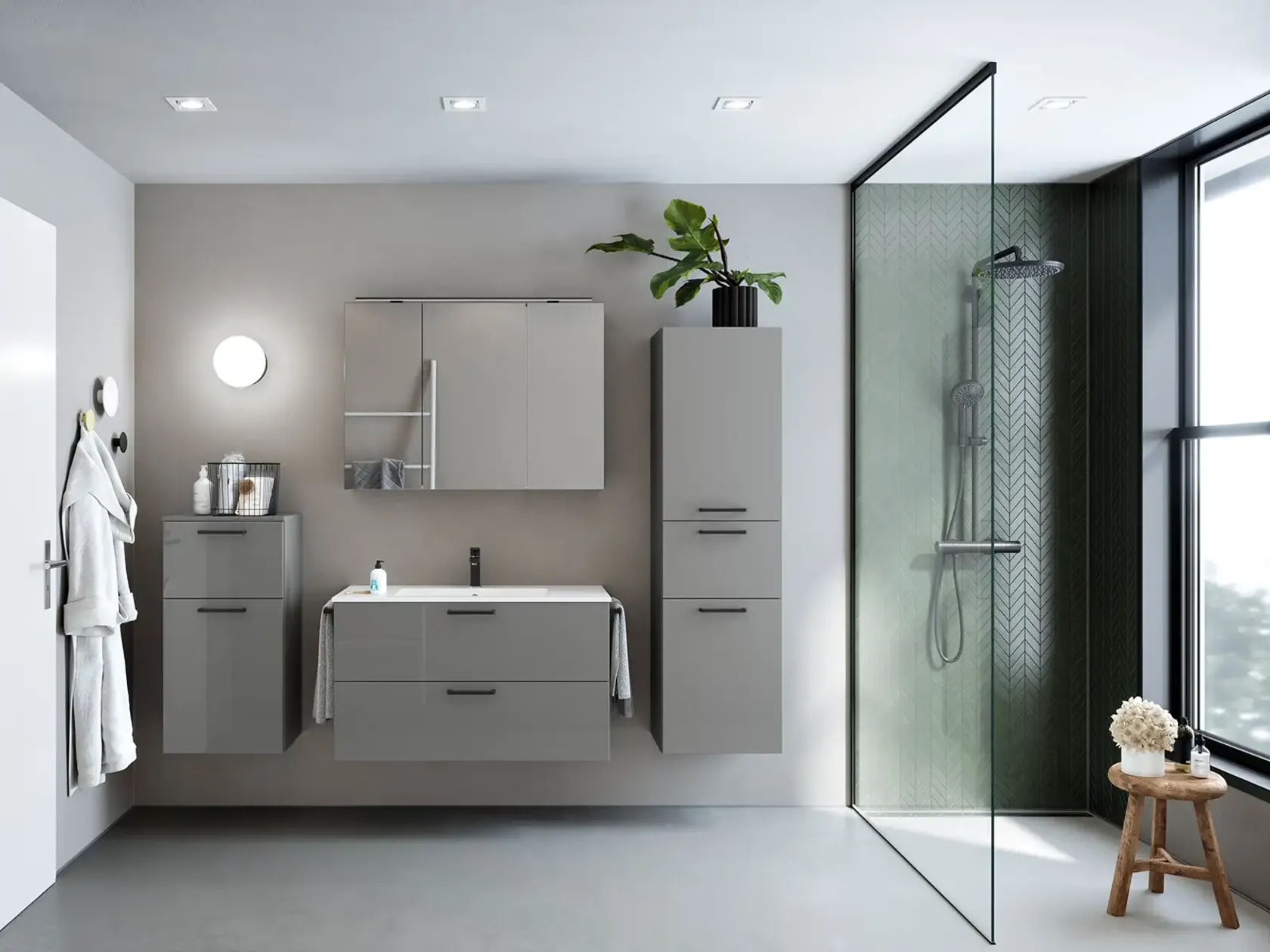 Keo Servantskap med overflatespeil og tilleggs-møbler 0