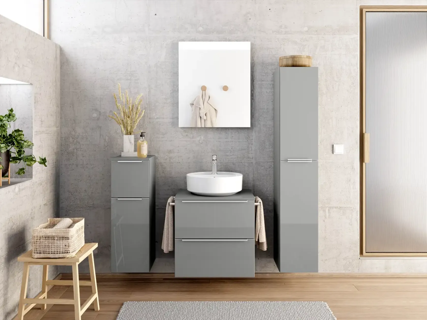 Keo Servantskap med overflatespeil og tilleggs-møbler 0