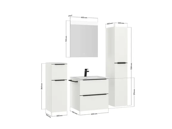 Keo Servantskap med overflatespeil og tilleggs-møbler 4