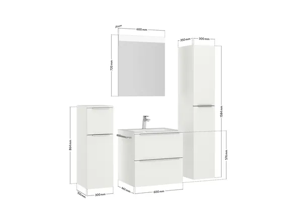 Keo Servantskap med overflatespeil og tilleggs-møbler 4