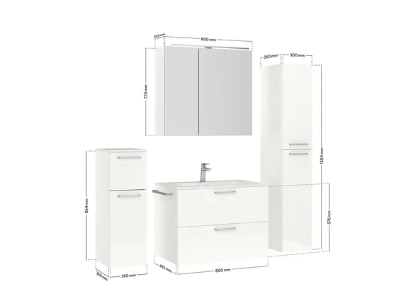 Keo Servantskap med overflatespeil og tilleggs-møbler 4