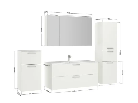 Keo Servantskap med overflatespeil og tilleggs-møbler 4