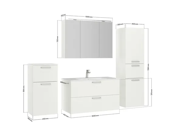 Keo Servantskap med overflatespeil og tilleggs-møbler 2