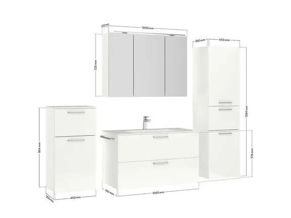 Keo Servantskap med overflatespeil og tilleggs-møbler 2