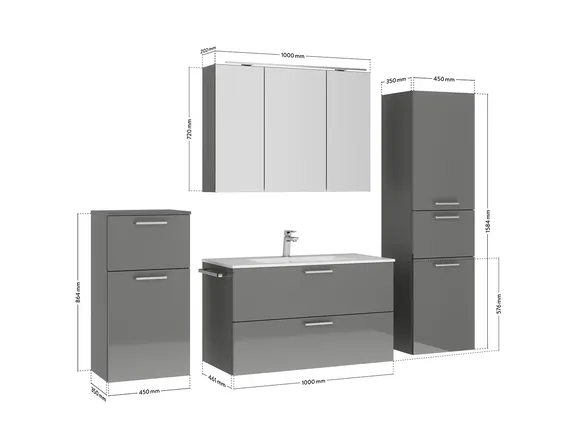 Keo Servantskap med overflatespeil og tilleggs-møbler 2