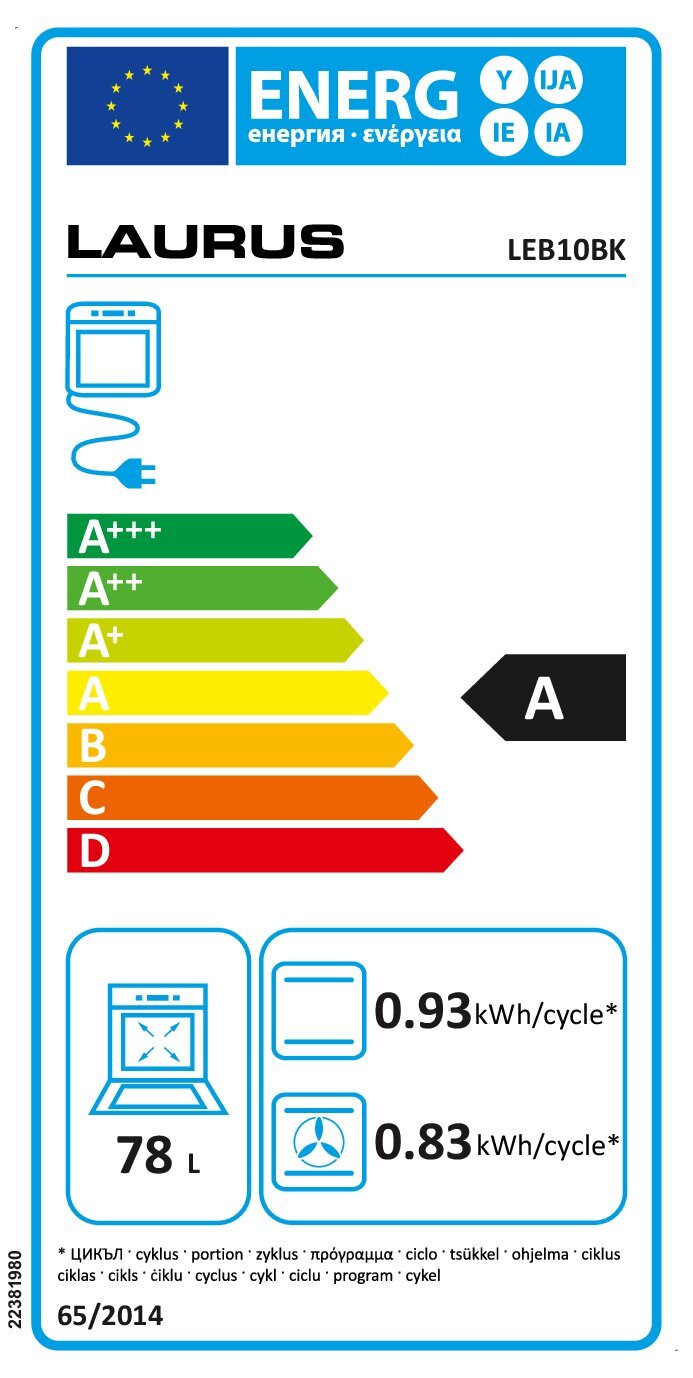 Laurus LEB10BK Energimerke