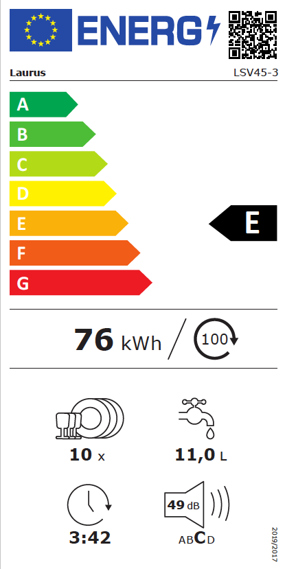 Laurus LSV45-3 Energimerke